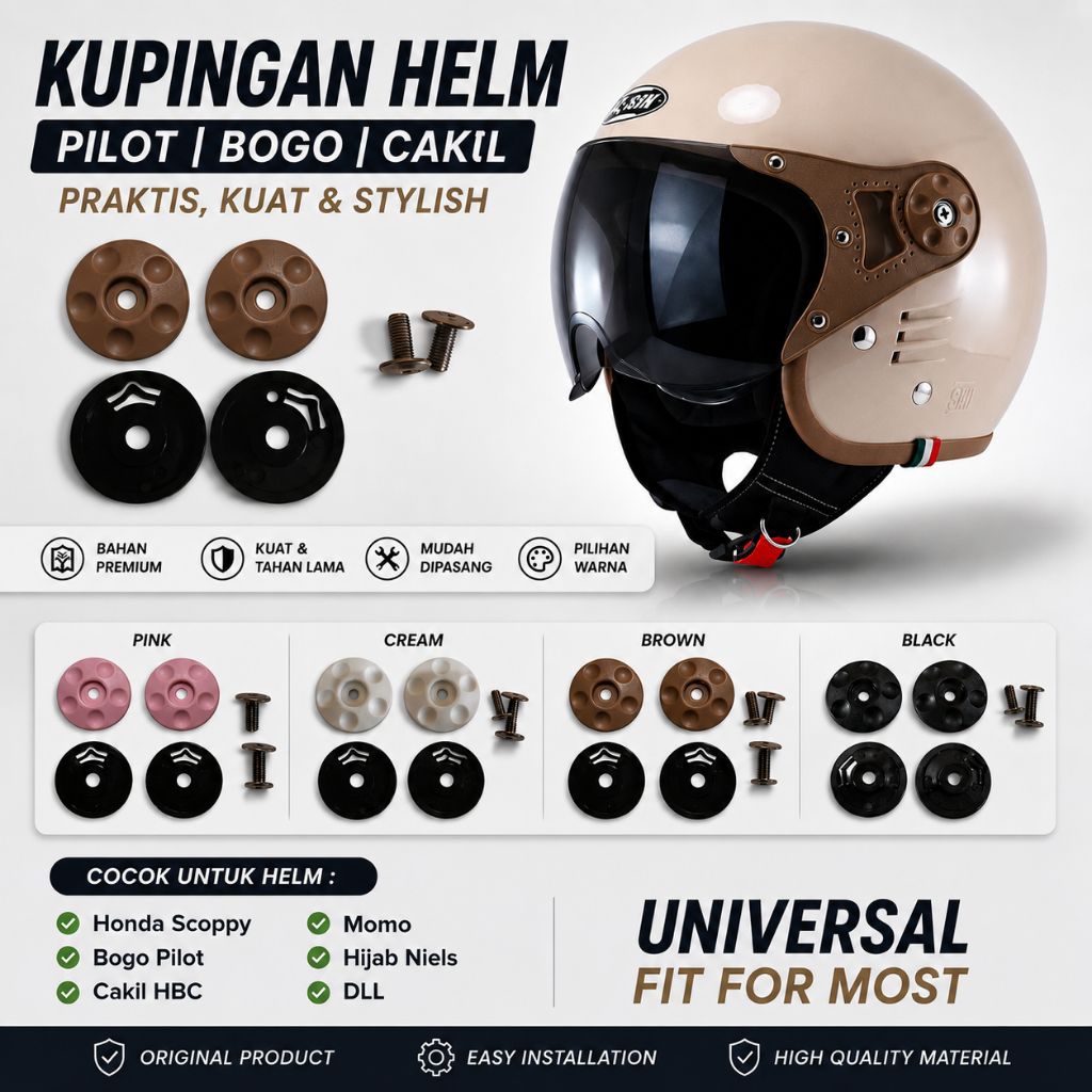 Cover/Kupingan fullset (kanan dan kiri) Cover Helm Honda Scoopy / helm Bogo Pilot / Helm Cakil HBC /