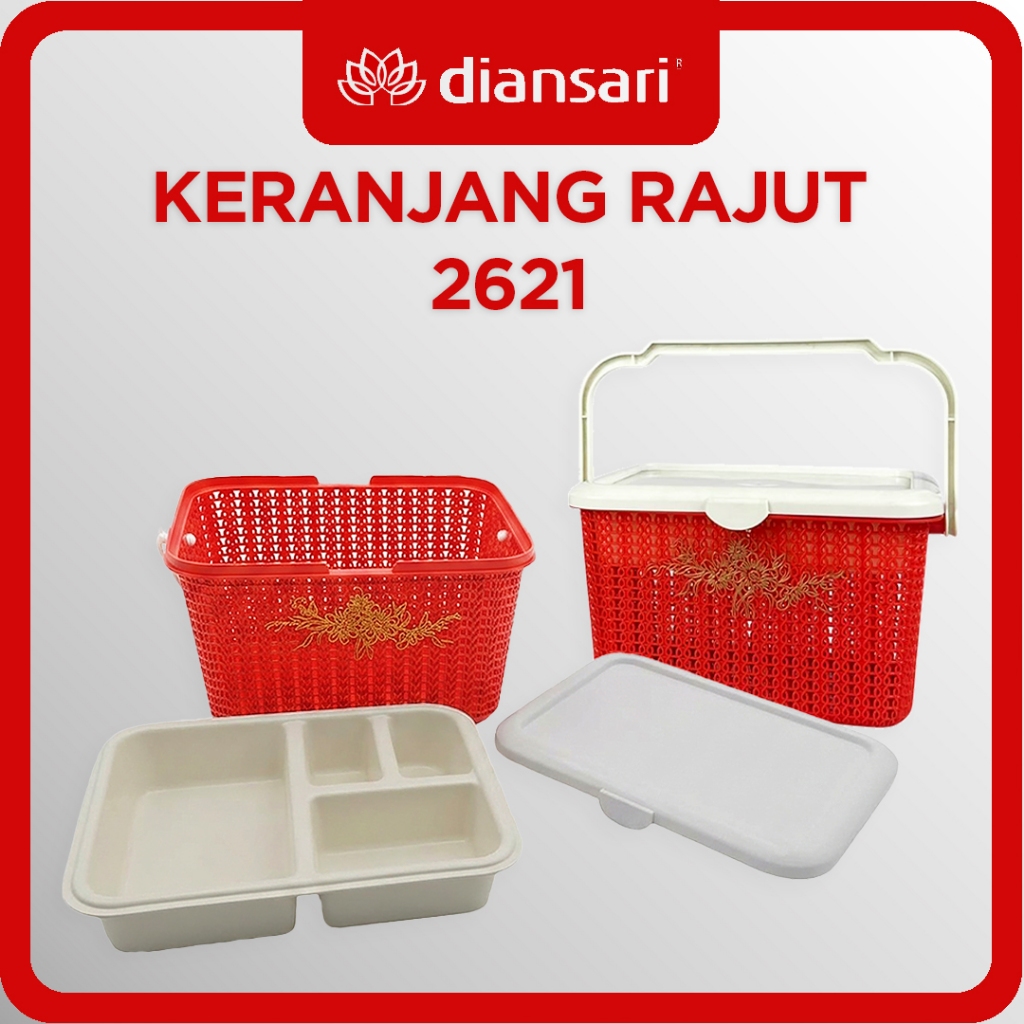 DIANSARI Keranjang Rajut Samir + Tutup Bingkisan Selametan Hajatan Besek Berkatan