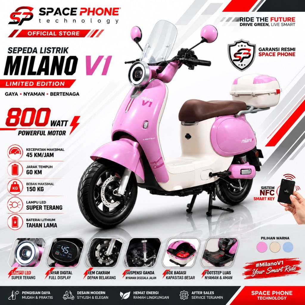 Sepeda Listrik United Milano V1 800 watt baterai lithium