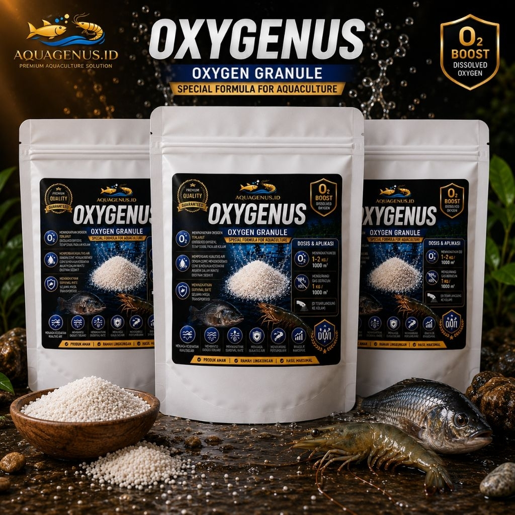 Aquagenus - Oxygenus 1 Kg / Oxygenus Oksigen Granule Premium Quality / Oksigen Granule Ikan & Udang