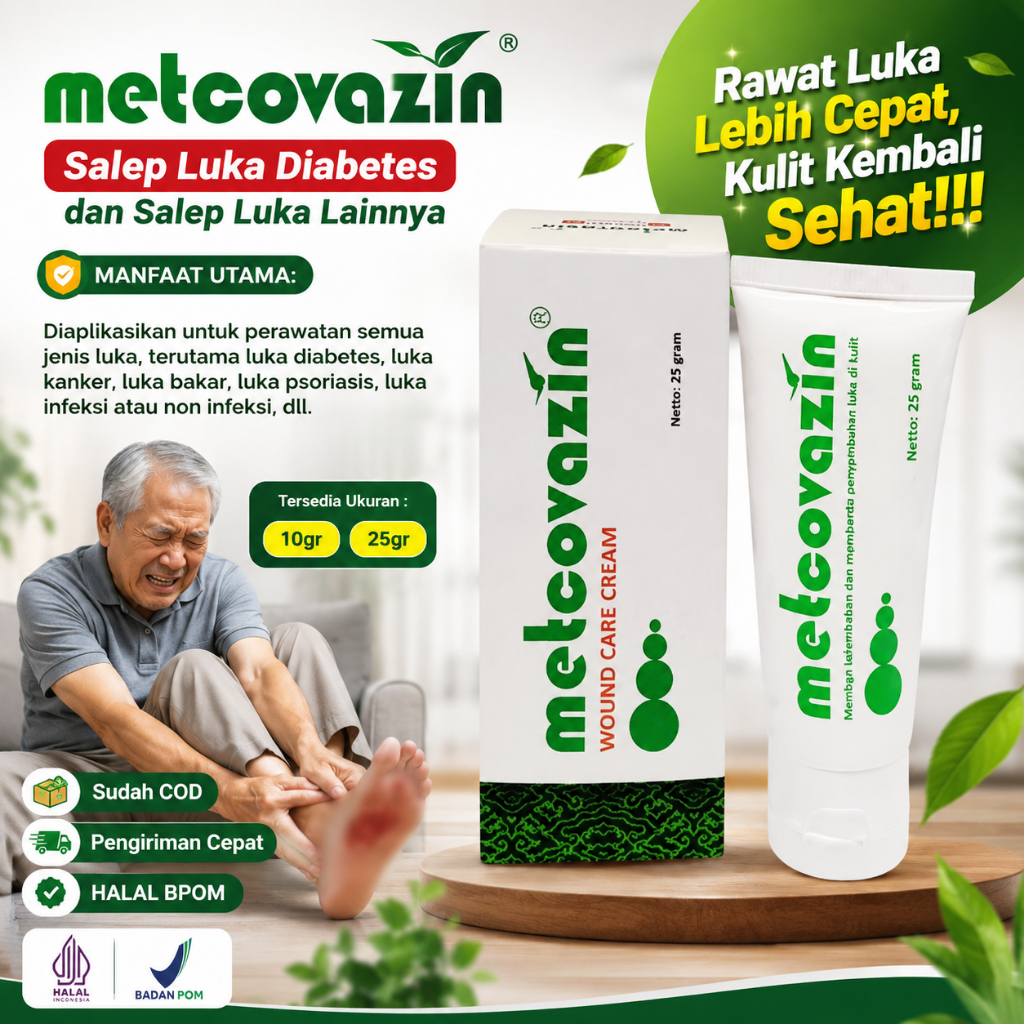 Metcovazin Hijau Salep Luka Diabetes Bernanah Koreng Luka Bakar Obat Luka Kulit