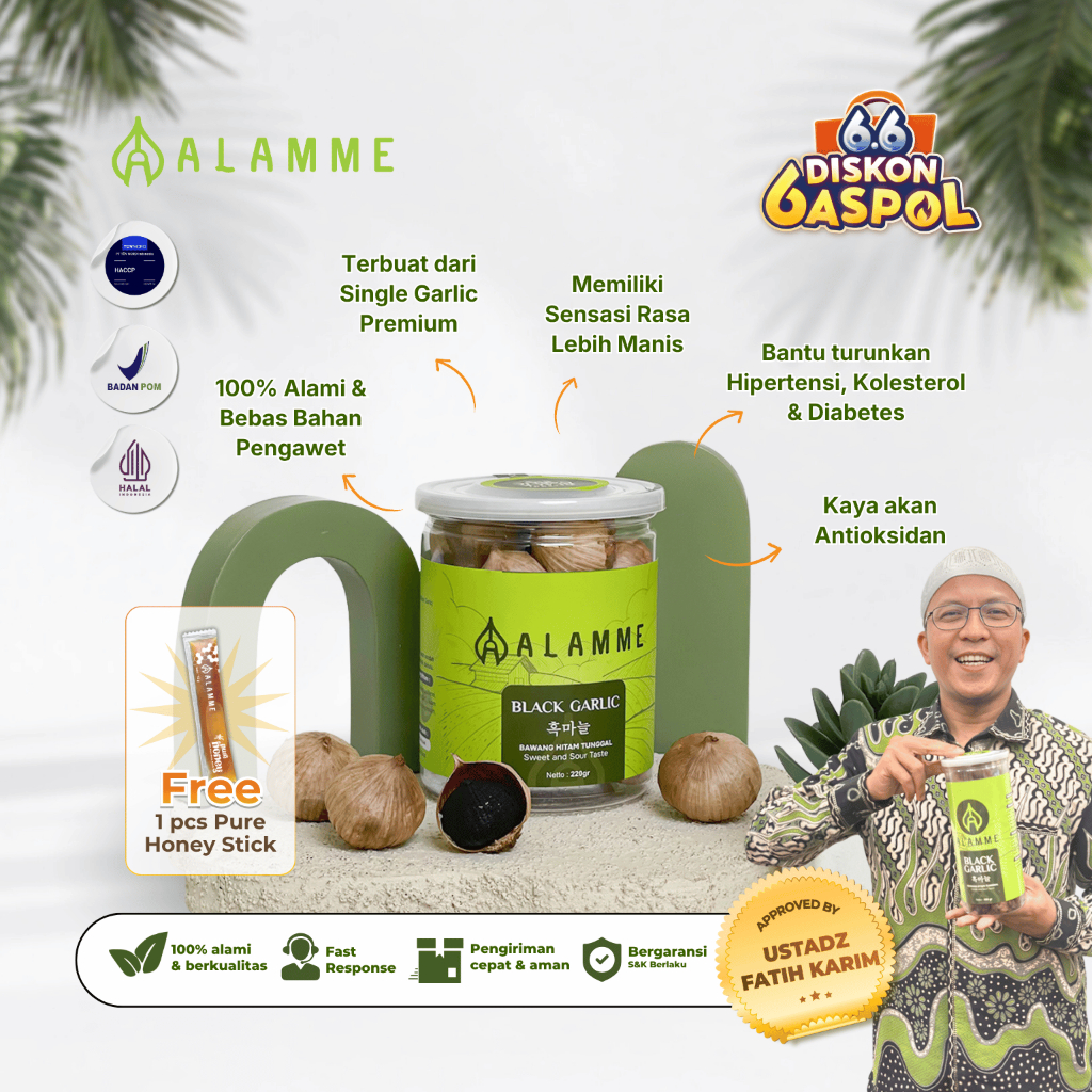Alamme Black Garlic Bawang Hitam Tunggal Premium Alamme 220 Gram