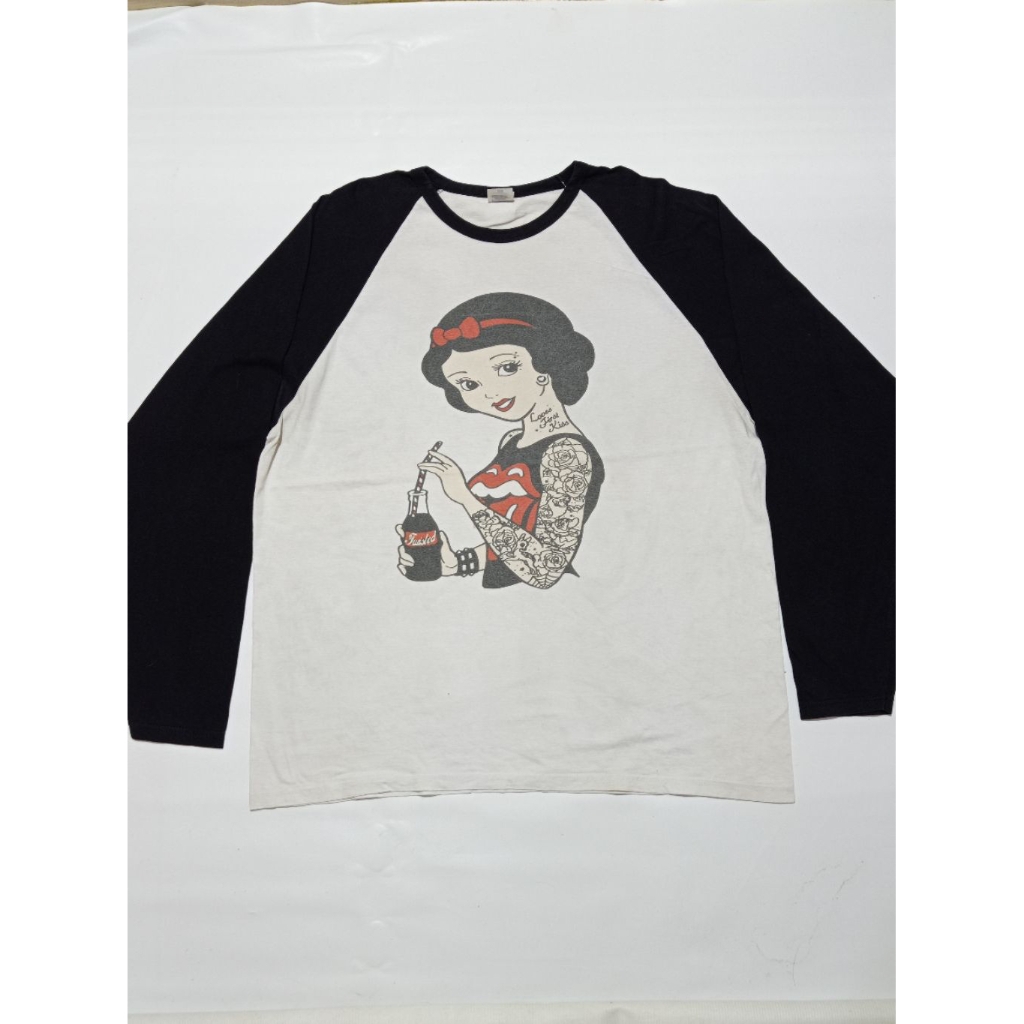 Kaos Band Rolling Stone Snow White Punk Raglan Warna Hitam Putih Size XXL Second Brand Fruit Of The 