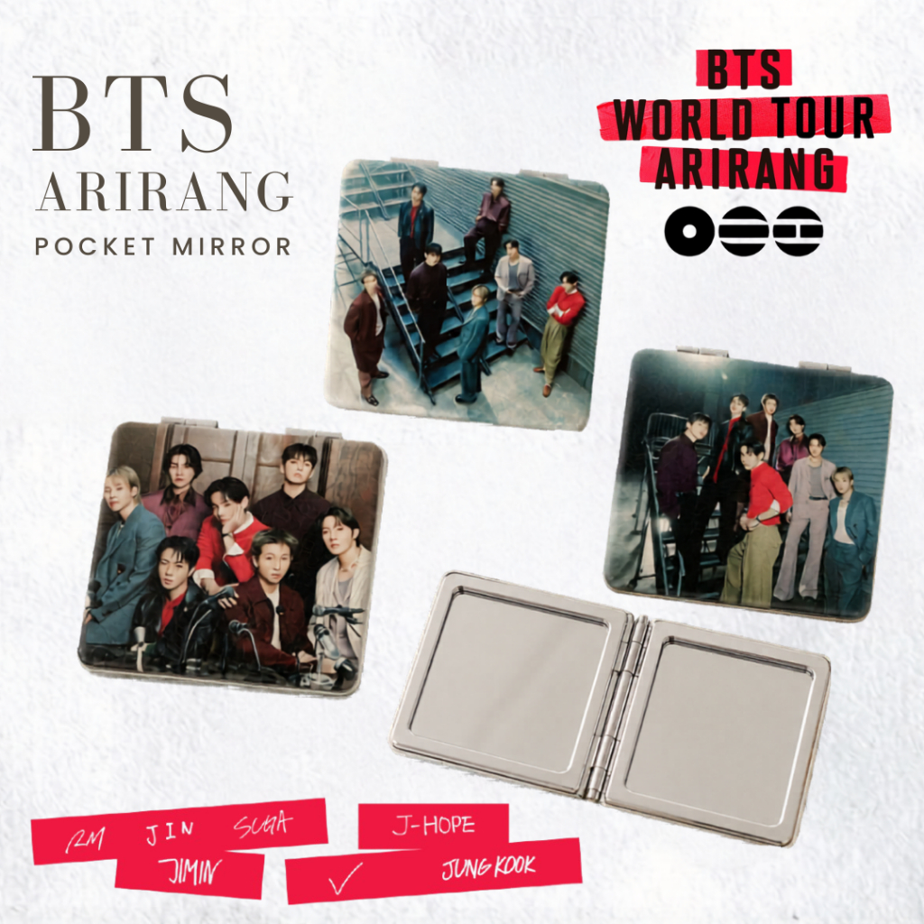 GOSOME - Cermin Rias Lipat Persegi Dua Sisi Portabel LIMITED EDITION KPOP Idol BTS  2026 World Tour 