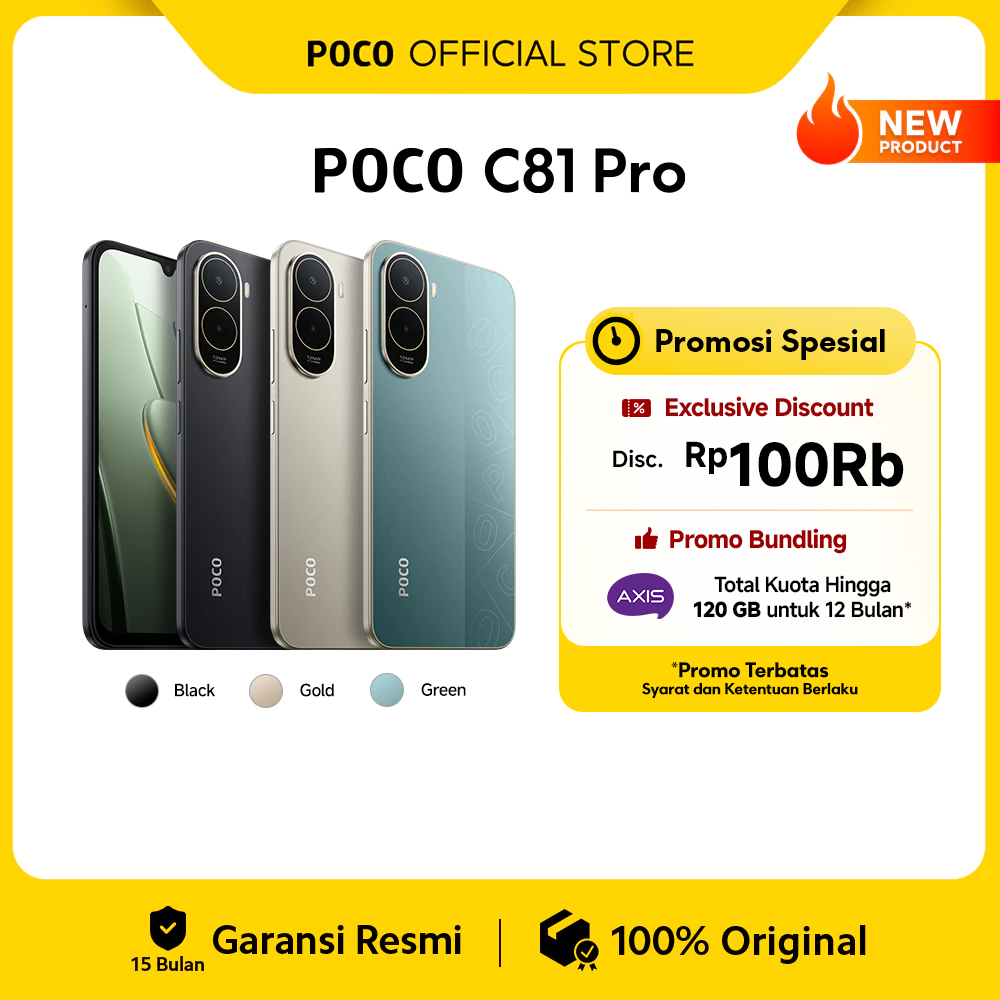 POCO C81 Pro (4GB/128G) (4GB/64GB) | Layar imersif 6.9" | Baterai besar 6000mAh (Typ) | Ditenagai Xi