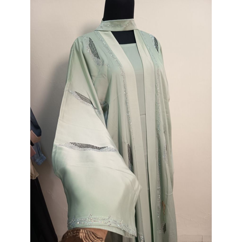ABAYA INNER OUTER WARNA MINT ORIGINAL IMPORT DUBAI