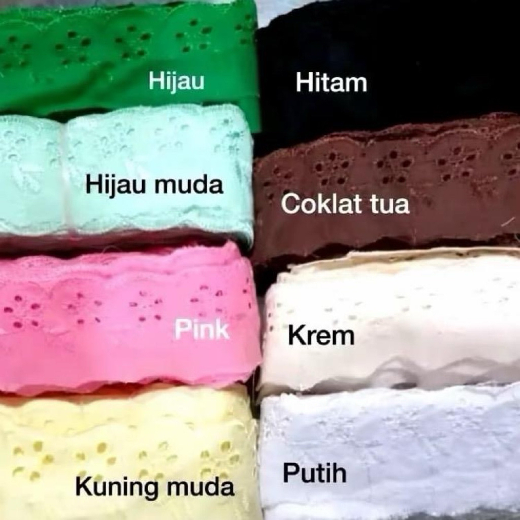 RENDA KATUN LEBAR 5cm PER 1 ROLL ISI 15 YARD COCOK UNTUK PINGGIRAN MUKENA DLL