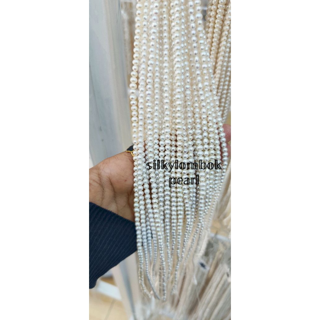 untaian mutiara air tawar baby pearl 2-3mm mutiara lombok asli