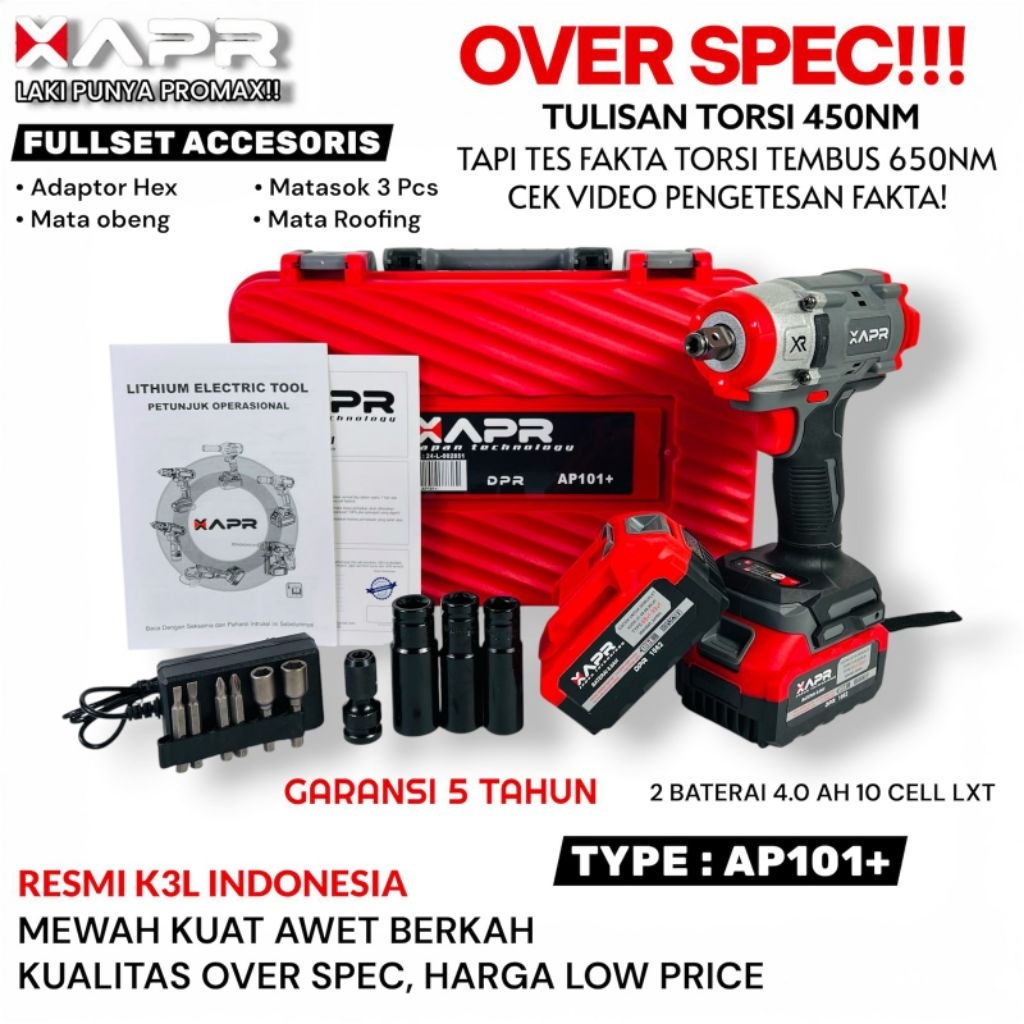 DEWALT BOR IMPACT WRENCH 450NM BY XAPR AP101+  GARANSI RESMI 5TH