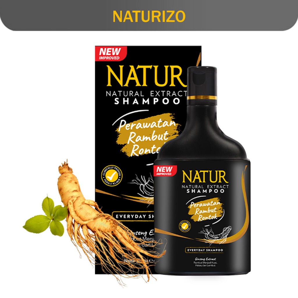 NATUR Shampoo Ginseng Shampo Anti Hair Fall Sampo Rambut Rontok