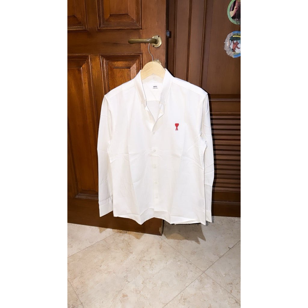 Kemeja AMI Paris Alexandre Mattiussi Ivory White Oxford Shirt Putih