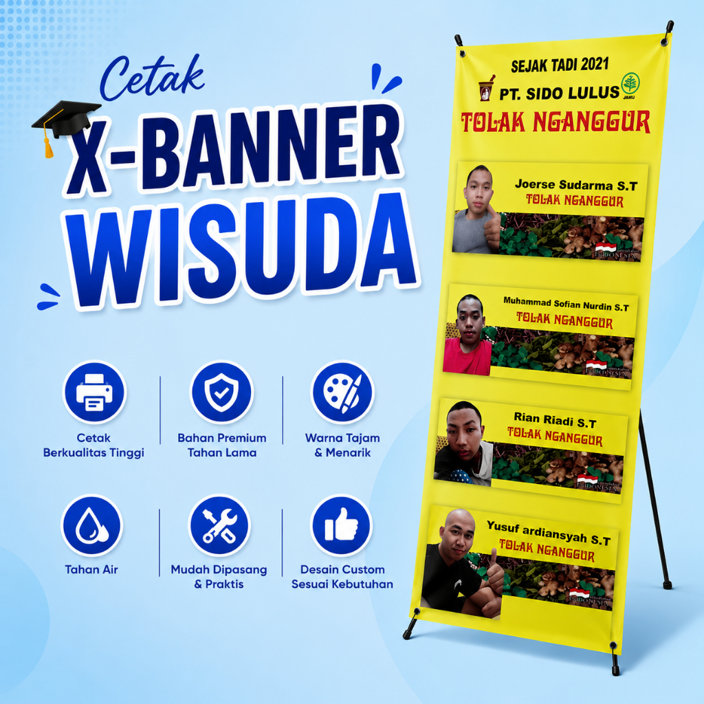 Cetak X-Banner Wisuda Graduation | Banner Wisuda | Banner Sidang Kelulusan | Stand Banner Kelulusan