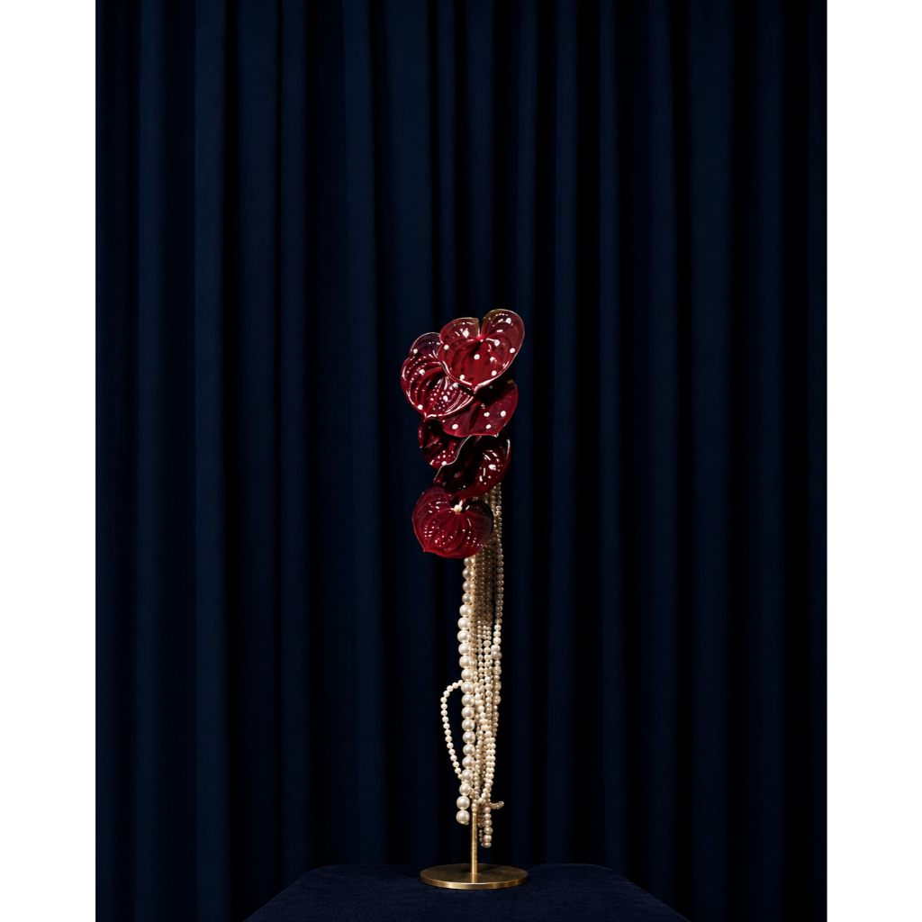 SVRN l luury cascade anthurium pearl l Bouquet Anthurium Burgundy Premium dengan Rangkaian Mutiara E