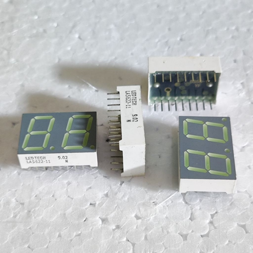 LA5622-11G LED DISPLAY SEVEN SEGMENT 2 DIGIT WARNA HIJAU COMMON ANODA 7 SEGMEN 0.56" inch