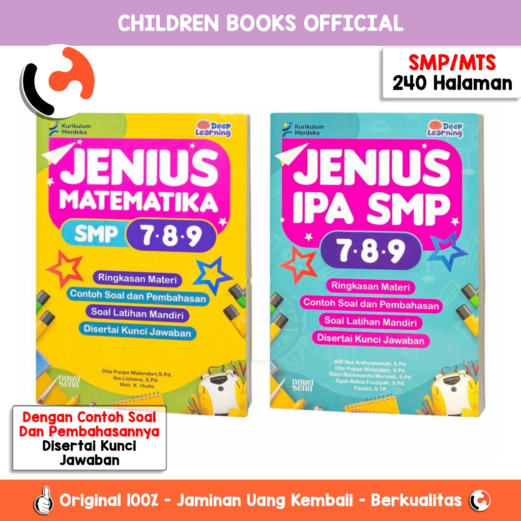 Buku Latihan Soal Jenius Matematika IPA SMP/MTS Kelas 7 8 9 (Deep Learning)