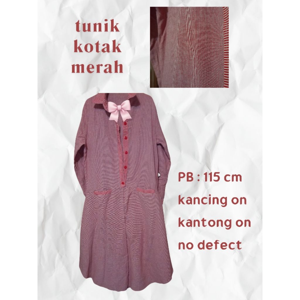 PL tunik merah kotak kotak