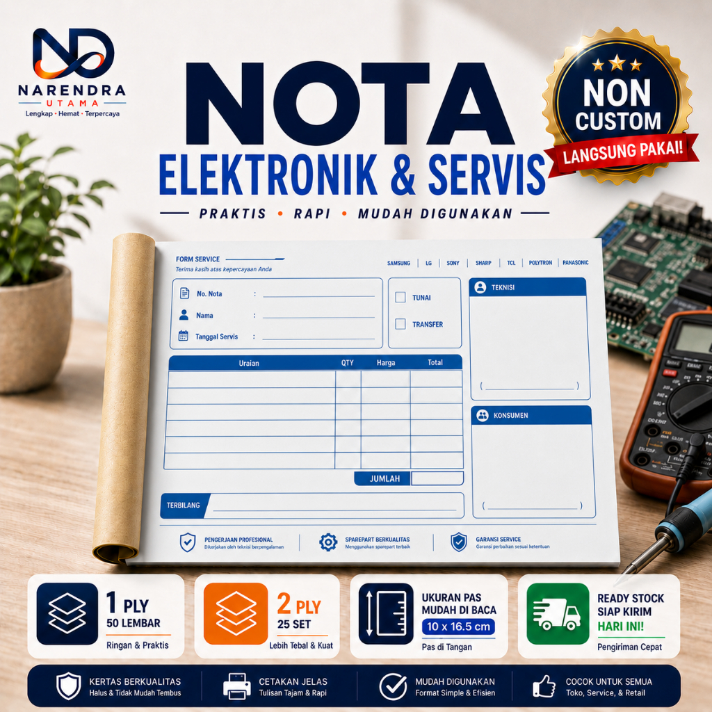 Nota Kontan Toko Listrik & Servis Elektronik isi 50 2 Rangkap - siap kirim