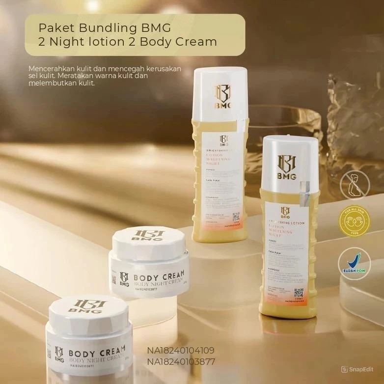 Paket BMG Isi 4 ( 2 Lotion & 2 Body Cream ) - Paket Body Care BMG - Lotion Dosting -k.e.n.herbal
