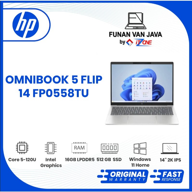 HP OmniBook 5 Flip 14 fp0558TU Core 5-120U (10C)/16GB LPDDR5 5200 (OB)/512GB SSD/Intel Graphics/W11H