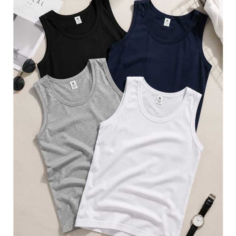 Paket 4 Pcs Super Hemat Singlet Pria Dewasa | Kaos Dalam Tanktop Yukensi Sporty
