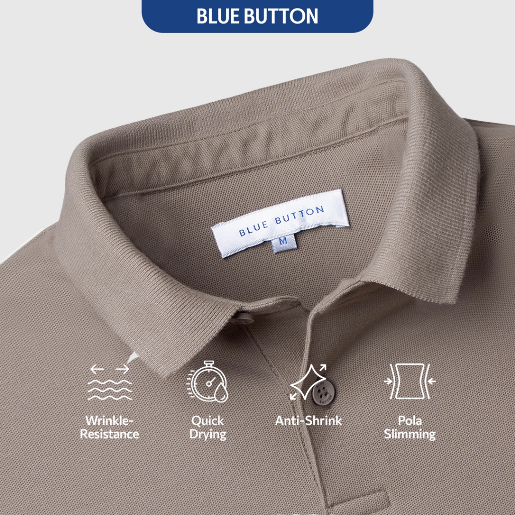 BLUEBUTTON Polo Shirt Pria Earth Tone