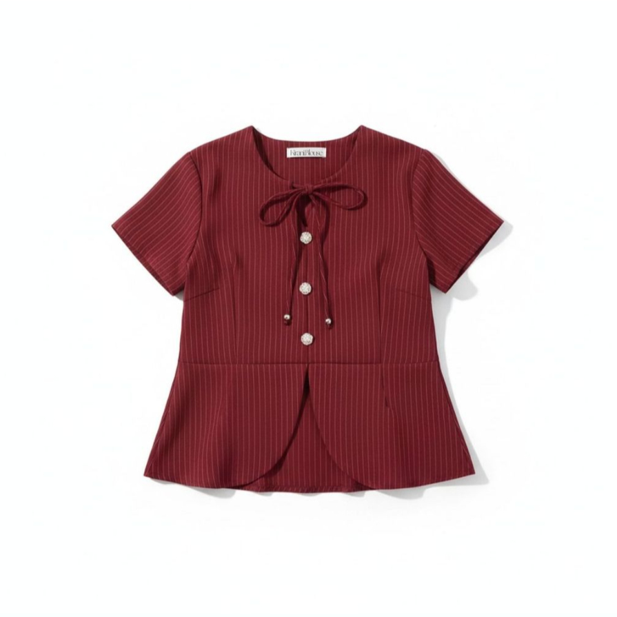 Miu Miu Daily Atasan Wanita Kemeja Blouse Jena Maroon