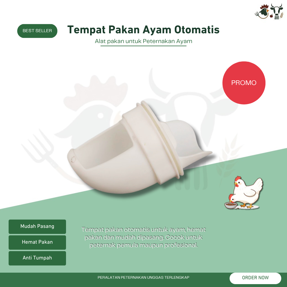 Tempat Pakan Ayam Otomatis – Feeder Port Ayam Anti Tumpah