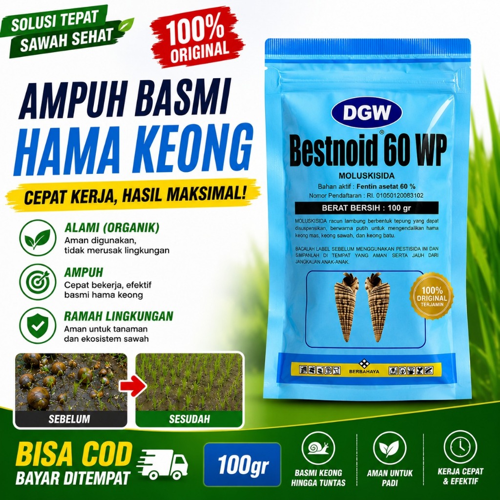 BESTNOID 60 WP 100GR | Racun Keong Sawah Ampuh | Pembasmi Keong Mas Padi