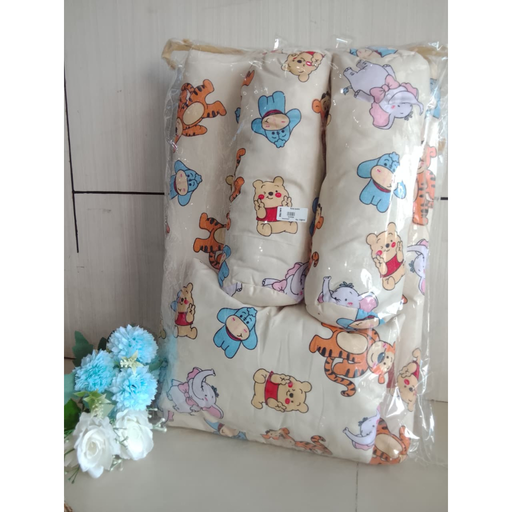 Set Perlengkapan Tidur Bayi Motif Winnie the Pooh & Teman-teman | Kasur & Bantal Guling Lucu | Bahan