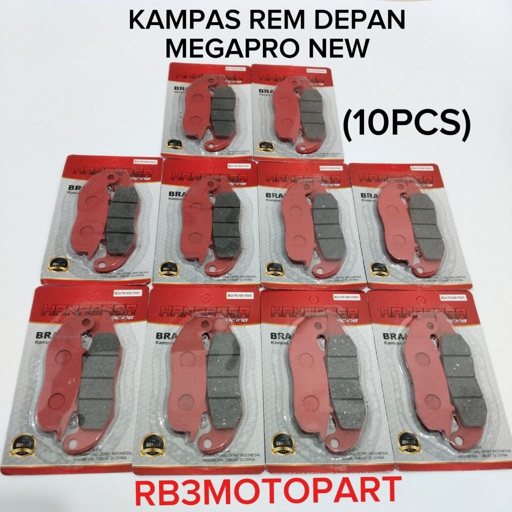 (10 PCS) DISPAD KAMPAS REM DEPAN HANAGASA MEGAPRO NEW CBR150R TIGER NEW REVO VERZA
