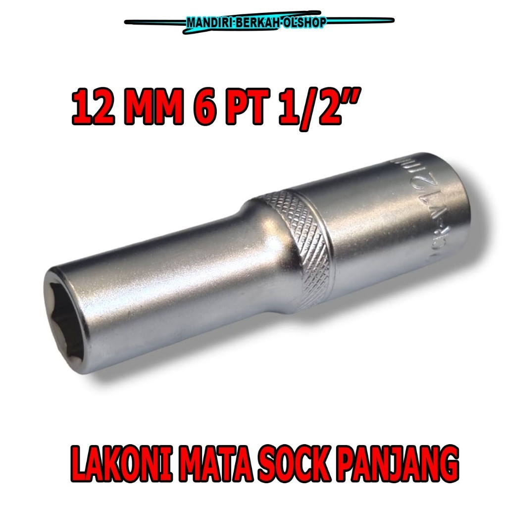 Mata Sock Panjang 1/2" 6 PT 12MM Lakoni