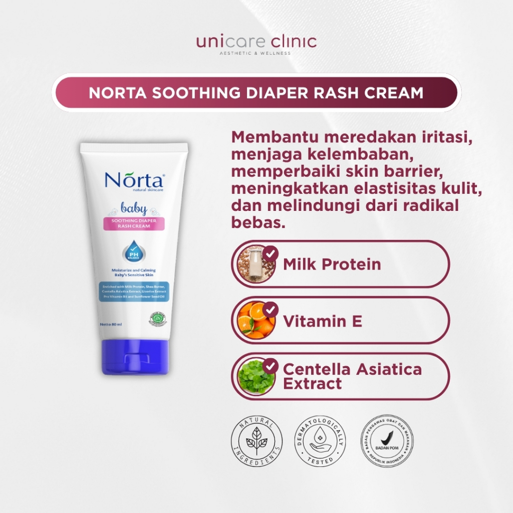 NORTA SOOTHING DIAPER RASH CREAM 80ML / Krim Kulit Bayi / Krim Ruam Popok Iritasi Bayi / Krim Kulit 