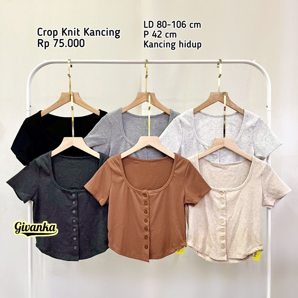 CROP KNIT KANCING // KNIT CROP TOP OVAL // CROP KNIT LIST // KNIT TOP SERUT SAMPING // ATASAN KNIT W