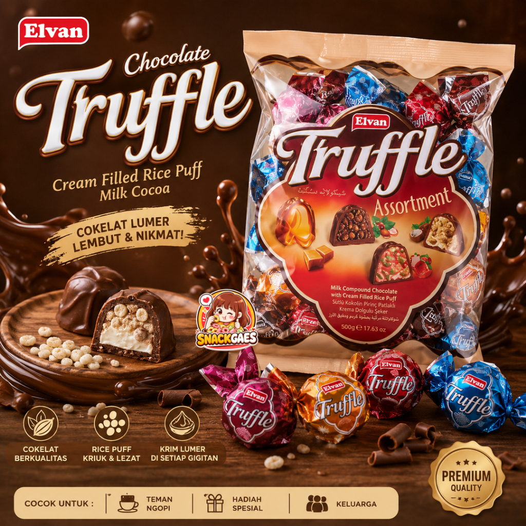 Elvan Truffle Coklat Arab Turki 400gr Grosir Snack
