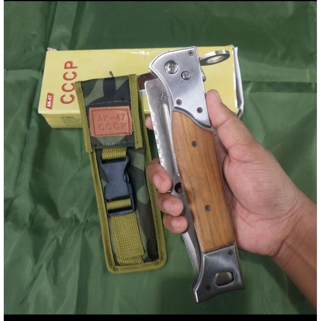 PISAU CAMPING SURVIVAL PISAU OUTDOOR MODEL LIPAT AK 47 BESAR