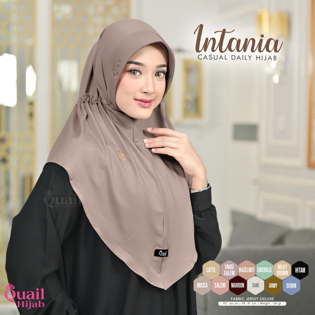 Quail Hijab - INTANIA HIJAB INSTAN TALI SERUT ORI QUAIL JERSEY PREMIUM ORIGINAL QUAIL HIJAB PAD BUSA
