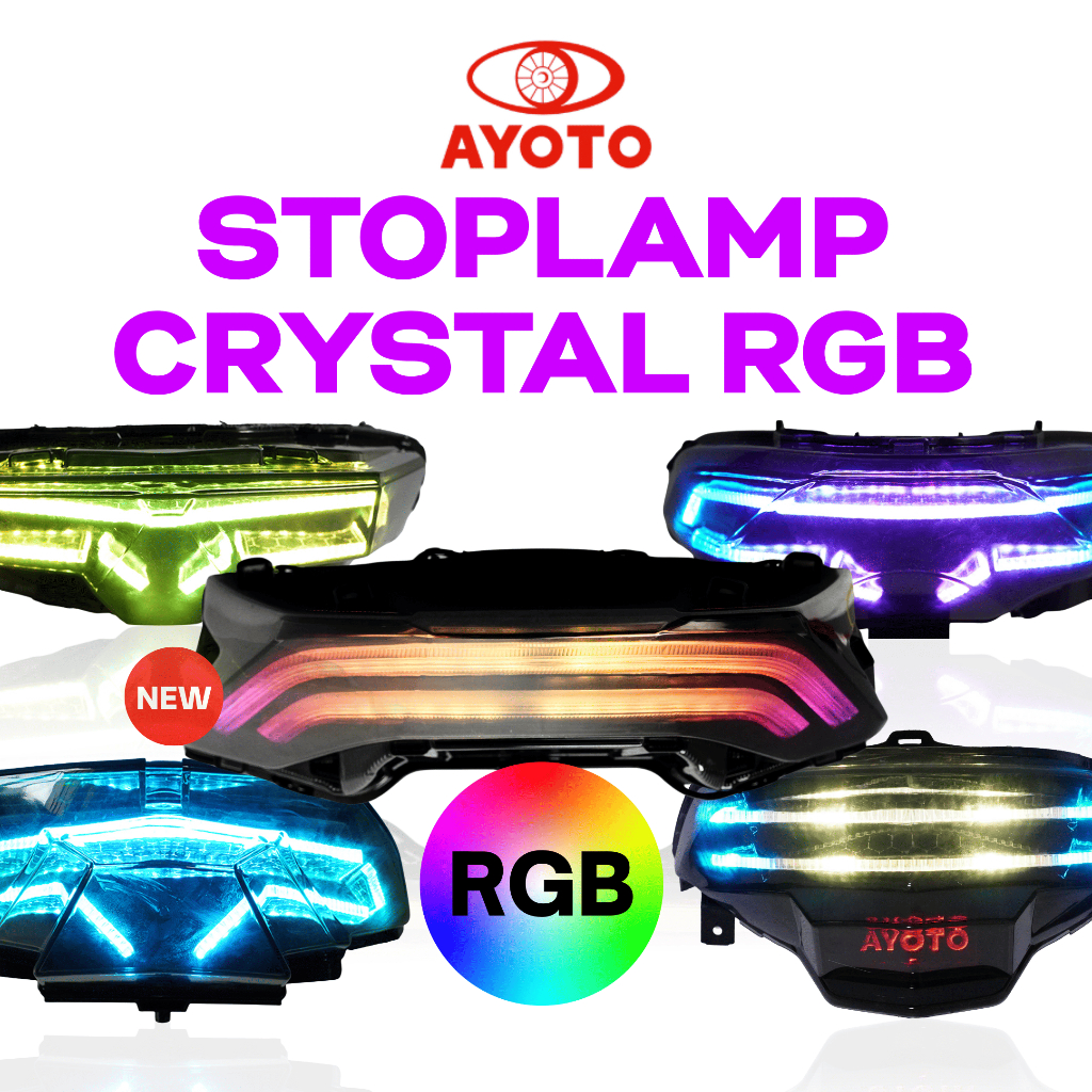 AYOTO STOPLAMP CRYSTAL RGB FULL SET RUNNING MOTOR PCX VARIO BEAT FI/ESP & DELUXE LED KUALITAS TINGGI