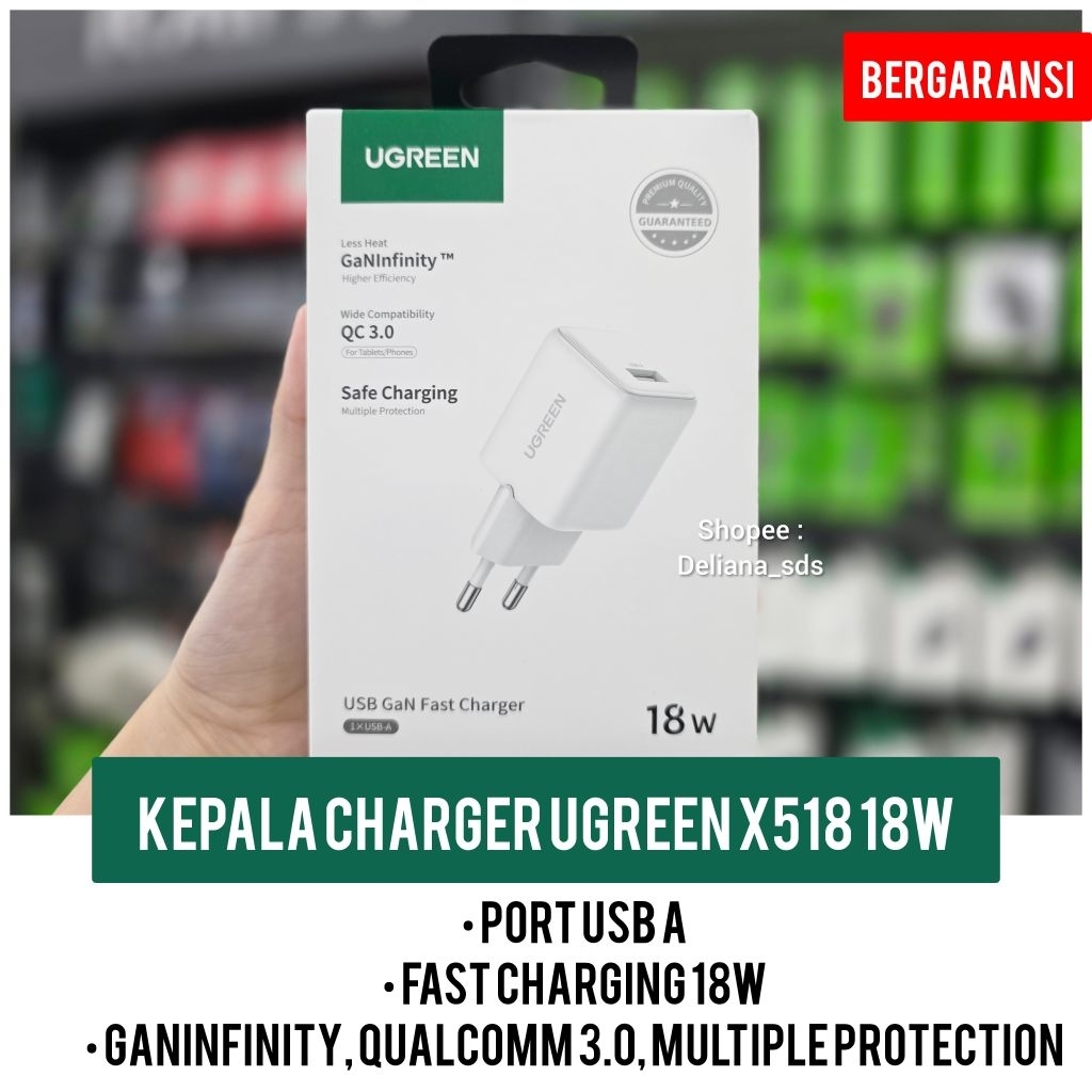 Kepala Charger Ugreen X518 18W Port C Garansi Resmi 1 Tahun Kepala Charger Ugreen 18W Kepala Cas Ugr