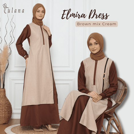 Elmira Dress Gamis Wanita Muslim Toyobo Mix Madina Premium Busui Friendly Wudhu Friendly Jumbo