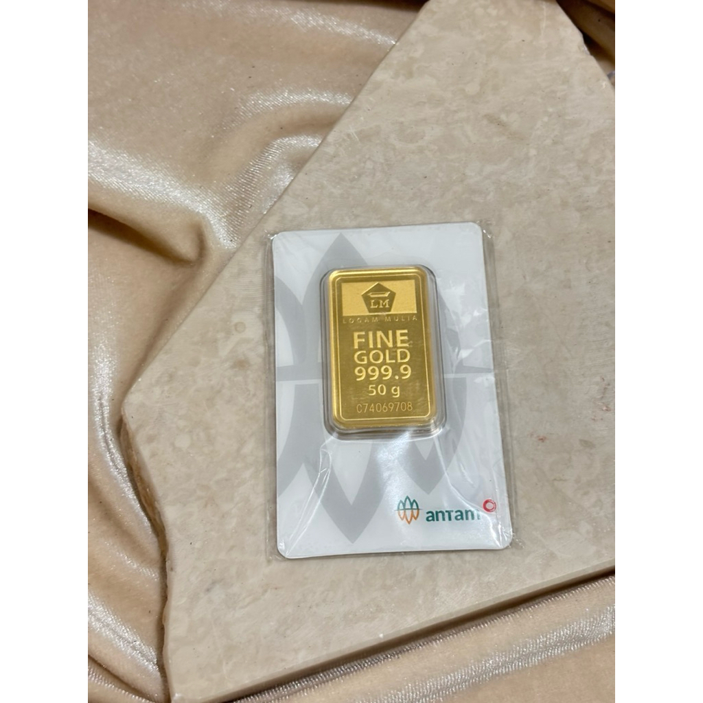 50 GRAM LM LOGAM MULIA EMAS ANTAM REDMARK REINVENTED PRESS TERBARU CERTIEYE ORIGINAL ASLI BARCODE