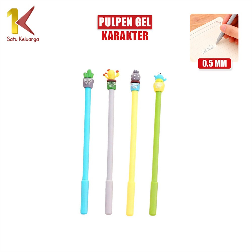 Satu Keluarga Pena Kaktus A16 Pulpen Gel Karakter Kaktus / Bolpen Gel / Pulpen Lucu Unik Bentuk Pot 