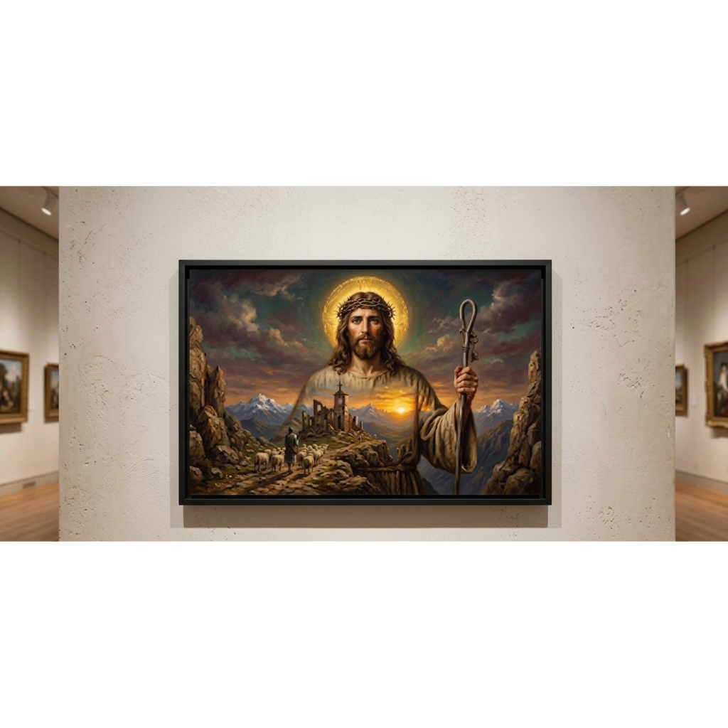 lukisan yesus sunset