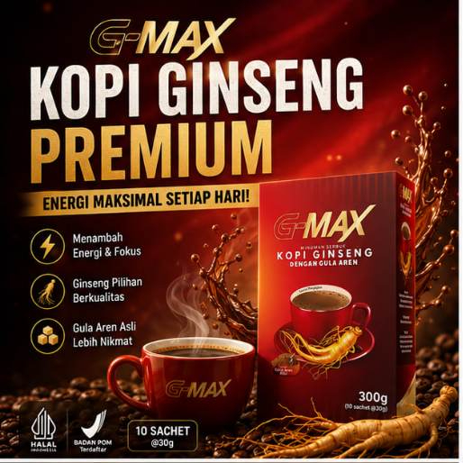 Gmax Kopi Dengan Ekstrak Ginseng Rasa Gula Aren Rempah Indonesia - kopi susu Instan