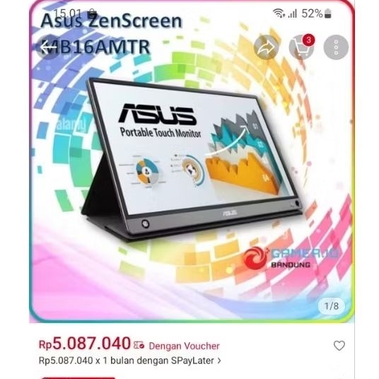 Asus Zenscreen MB16AMT Touchscreen Monitor Portable 15.6 inch