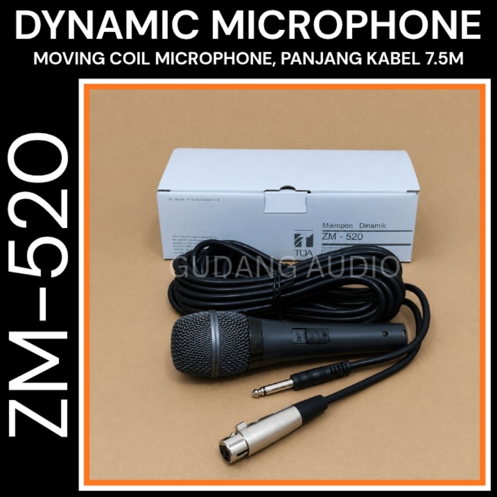 DYNAMIC MICROPHONE TOA ZM-520 ZM 520 MIKROFON KABEL TOA