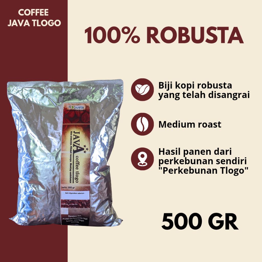 Biji Kopi Sangrai 100% Robusta