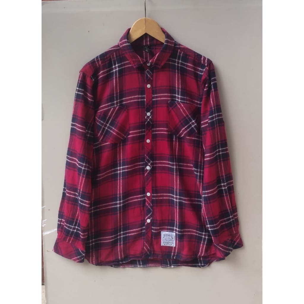 Kemeja Flannel Keren AK Russ-K Like New Unisex