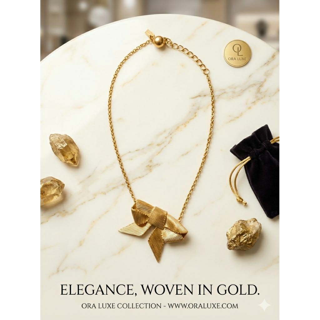 KATE SPADE NEW YORK ALL WRAPED UP GOLD BOW NEKLACE