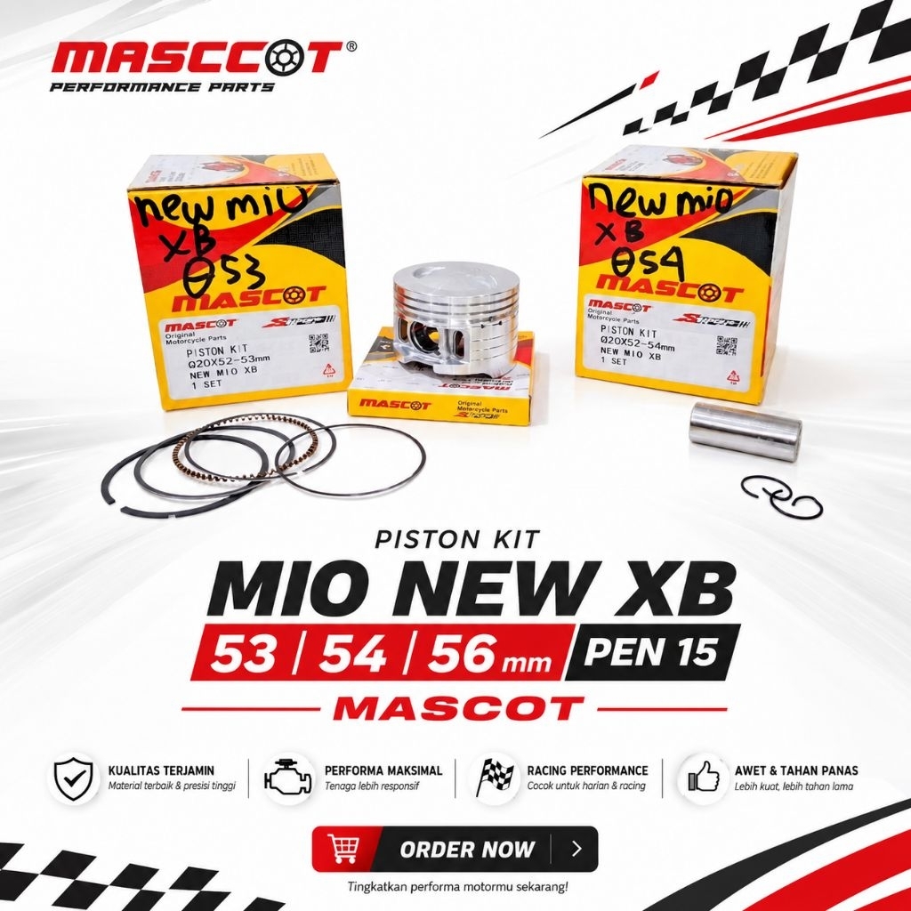 Piston Kit MIO New XB 53mm 54mm 56mm Pen 15 Mascot Racing Bore Up