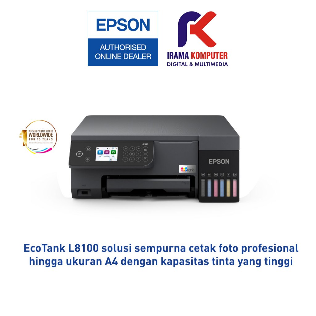 EPSON Printer Epson L8100 L-8100 Printer Foto A4 ID Card Wireless WiFi Direct Print Scan Copy Pengan